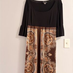 SL Fashions Black and Brown Paisley Dress